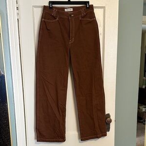 Madewell Brown Wide-Leg Trousers | Size 28